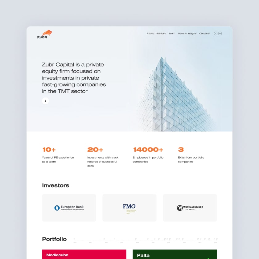 Zubr Capital. Portfolio website & training platform